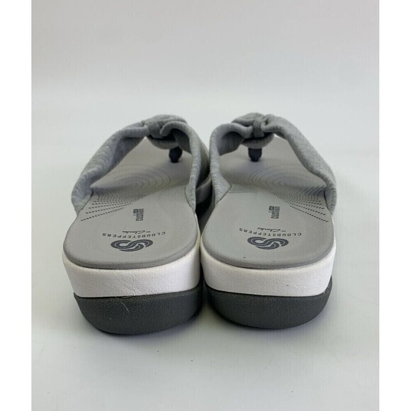 Clarks Cloudsteppers Arla Glison Thong Sandal Wedge Flip Flop Grey Fabric Size 9 - Picture 5 of 11